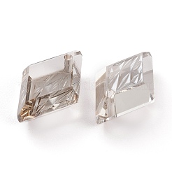 エンボスガラスラインストーンペンダント  菱形  多面カット  サテン  19x12x6mm  穴：1.5mm&nbsp;GLAA-J101-04B-001SA