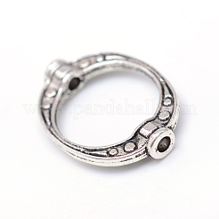 ドーナツチベットスタイル合金ビーズフレーム  カドミウムフリー＆鉛フリー  アンティークシルバー  19x14.5x3.5mm  穴：1.5mm  約1155個/1000g&nbsp;TIBE-R309-04AS-RS