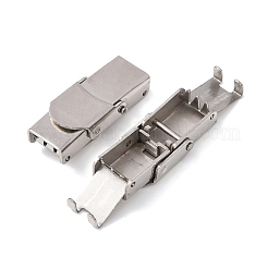 変色しにくい201ステンレススチール製時計バンド留め金  長方形  ステンレス鋼色  25x10x6mm  穴：3x7mm&nbsp;STAS-P221-22A-P
