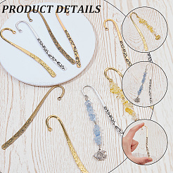 20個、4種類のスタイルの合金製ブックマーク金具  ミックスカラー  114~122x20~24mm  5個/スタイル&nbsp;DIY-SC0033-58
