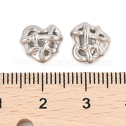変色しない304ステンレススチールカボション  中空の心  ステンレス鋼色  10x9x4mm&nbsp;STAS-L082-008P-01