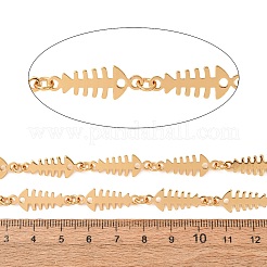 304ステンレススチールフィッシュボーンリンクチェーン  溶接されていない  スプールで  ゴールドカラー  8x1mm&nbsp;SA-CBAE0F2-02G