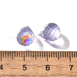 クリアガラスペンダント  ティアドロップチャーム  多面カット  ABカラーメッキ  ライラック  10.5x8mm  穴：1.2mm&nbsp;GLAA-P070-A03
