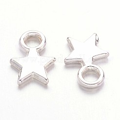 チベット風合金チャーム  カドミウムフリー＆鉛フリー  スター  銀  11x8x1mm  穴：2mm&nbsp;X-LF0790Y-S-01-RS