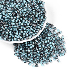 内側が透明な色のガラスシードビーズ  ラウンド  ライトスカイブルー  4x3mm  穴：1.4~1.5mm  約：7500個/ 450 G&nbsp;SEED-T007-19A-06