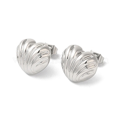 変色しない304ステンレススチールスタッドピアス  ハート  ステンレス鋼色  12x14mm&nbsp;EJEW-S230-01P