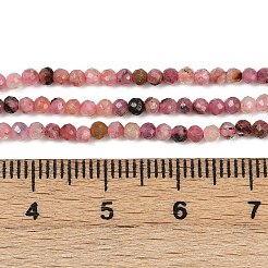 天然石ロードナイトビーズ連売り  ラウンド  多面カット  2mm  穴：0.5mm  約189個/連  15.35''（39センチメートル）&nbsp;G-RM2025-B35-2mm-A