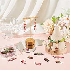 6セット6色のエポキシ樹脂製蝶の羽ペンダント  ラインストーン＆グリッターパウダー＆ゴールドホイル付き  ミックスカラー  39x13.5x2.5mm  穴：1.2mm  小さな羽：24.5x13x2.5mm  1セット/色&nbsp;FIND-SC0014-13