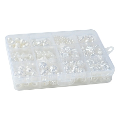 ABS プラスチック模造パールビーズ  混合図形  ホワイト  16x12x4.5mm  穴：2.5mm  14pc&nbsp;SACR-FS0001-82