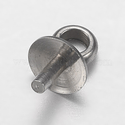 201 ステンレス カップ パール ペグ ベイル ピン ペンダント  片穴パーツ用  ステンレス鋼色  6x4mm  穴：1.5mm  ピン：1mm&nbsp;STAS-I097-043P