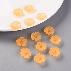 透明な艶消しアクリルビーズキャップ  5花びら  花  オレンジ  16.5x6mm  穴：1.6mm  約959個/500g&nbsp;MACR-S371-04A-724