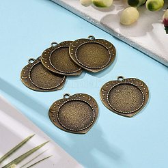 バレンタインデー用合金ハート彫刻単語愛ペンダントカボションベゼルセッティング  カドミウムフリー＆ニッケルフリー＆鉛フリー  アンティークブロンズ  フラットラウンドトレイ：25mm  36x32x2mm  穴：3mm  約90個/511g&nbsp;LS-TIBEP-M018-104AB-NF