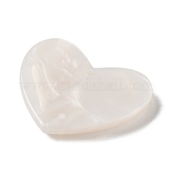アクリルペンダント  プラスチックパール付き  ハート  ホワイトスモーク  25x30x4mm  穴：1.4mm&nbsp;MACR-K352-02B