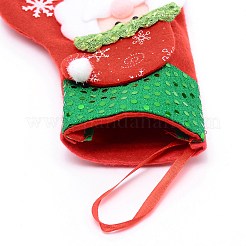 クリスマスの靴下をぶら下げサンタクロース布  スパンコール付き  キャンディーギフトバッグ  クリスマスツリーの装飾用  レッド  165x125x15mm&nbsp;HJEW-SZC0004-21