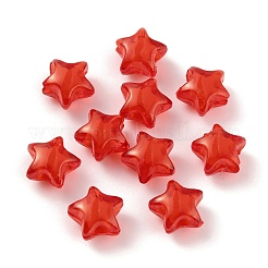 透明なアクリルビーズ  二層ビーズ  スター  レッド  11x12x7mm  穴：3mm  約2600個/1000g&nbsp;KY-WH0049-08A