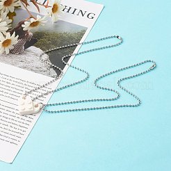 樹脂製ビルディングブロックペンダントネックレス  304ステンレススチールボールチェーン付き  ホワイト  17.13インチ（435mm）  2個/セット&nbsp;NJEW-JN03533-03