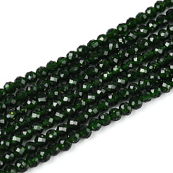 合成グリーンゴールドストーン金砂石ビーズ連売り  ラウンド  多面カット  2~2.5mm  穴：0.5mm  約165~189個/連  14.96~15.75'''（38~40センチメートル）&nbsp;G-T143-13
