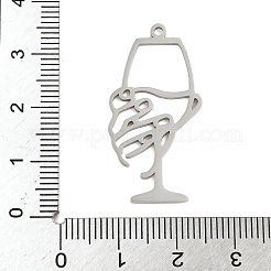 304ステンレスペンダント  ワイングラスを持つ手  中空  ステンレス鋼色  33x16.5x1.5mm  穴：1.5mm&nbsp;STAS-G355-03P