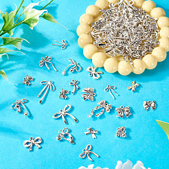 120pcs15スタイルチベットスタイルアロイペンダント  ちょう結びのチャーム  アンティークシルバー  36x34.5x5mm  穴：2mm  約221個/1000g&nbsp;TIBEP-KS0001-05