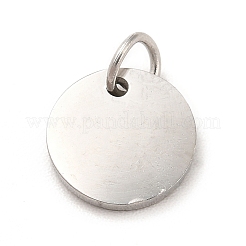 変色しない304ステンレススチールチャーム  丸カン付き  フラットラウンド  ステンレス鋼色  8x1mm  穴：3mm&nbsp;LS-STAS-G295-23P