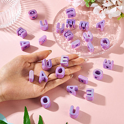 50 個 5 スタイル UV メッキ不透明アクリルビーズ  虹色の  文字 aeiou  青紫色  20.5x8~18x13.5mm  穴：6mm  10個/スタイル&nbsp;PACR-TA0001-31G