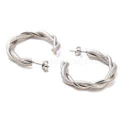 変色しない304ステンレススチールリングスタッドピアス  ハーフフープピアス  ステンレス鋼色  35x5mm&nbsp;EJEW-D101-05P