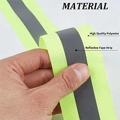 ポリエステル反射リボン  バッグ用安全ストラップ作り  服飾材料  緑黄  2インチ（50mm）  約10.94ヤード（10m）/ロール&nbsp;OCOR-CN0001-07
