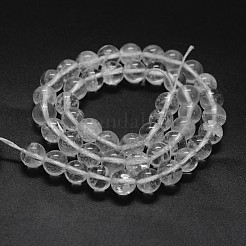 天然石クオーツクリスタルビーズ連売り  ロッククリスタルビーズ  ラウンド  グレードAB  8mm  穴：1mm  約47個/連  14.2インチ（36cm）&nbsp;X-G-F570-01-8mm