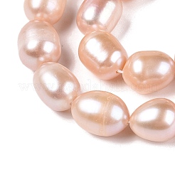 天然養殖淡水パールビーズ連売り  オーバル  ライトサーモン  7~8x7~8mm  穴：0.5mm  約35~37個/連  13.98インチ（35.5cm）&nbsp;PEAR-Q003-7mm-03
