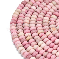 天然石ロードナイトビーズ連売り  艶消し  ロンデル  6x4mm  穴：1mm  約93~96個/連  14.57''~14.76''（37~37.5センチメートル）&nbsp;G-P575-A18-6x4mm
