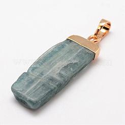 天然藍晶石/シアン石/ジステンペンダント  真鍮の金めっきパーツ  ナゲット  41~62x10.5~14x5~9.5mm  穴：5x8mm&nbsp;G-F463-02G