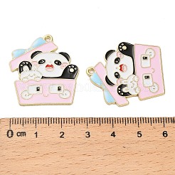 合金エナメルチャーム  ゴールドカラー  パンダチャーム  パールピンク  30.5x28x1mm  穴：1.6mm&nbsp;ENAM-G229-03G-03