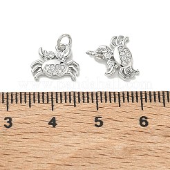 シェグレース 真鍮製マイクロパヴェ キュービックジルコニアペンダント  カドミウムフリー＆ニッケルフリー＆鉛フリー  カニチャーム  透明  プラチナメッキ  9.5x11x1.5mm  穴：2.5mm&nbsp;XGRQ3D168-456P
