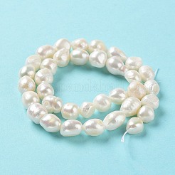 天然養殖淡水パールビーズ連売り  両面研磨  グレード2a+  貝殻色  9~10x9~10x7~8.5mm  穴：0.7mm  約35~37個/連  139.76''（35.5~37センチメートル）&nbsp;PEAR-Z002-02