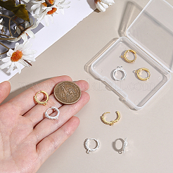 6ペア 2色 真鍮 マイクロパヴェ クリアキュービックジルコニア フープピアス金具  長持ちメッキ  鉛フリー＆カドミウムフリー  ラックめっき  カン付き  ゴールデン＆シルバー  15.5x14x2mm  穴：1.4mm  ピン：1mm&nbsp;KK-BBC0027-51A