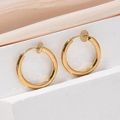 イオンプレーティング(IP) 304 ステンレススチール クリップオンイヤリング  穴開けないイヤリング  18KGP本金メッキ  16x2mm&nbsp;X-EJEW-M218-03B-G