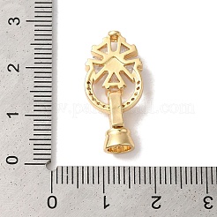 真鍮製マイクロパヴェキュービックジルコニア折りたたみ式クラスプ  ニッケルフリー  ガラスと  花  透明  24mm  穴：4.2mm&nbsp;KK-B098-07G-03