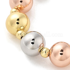 女性用真鍮ラウンドビーズストレッチブレスレット  18KGP本金メッキ  ミックスカラー  内径：1-7/8インチ（4.8cm）  ビーズ：10mm&nbsp;BJEW-S159-01A