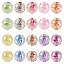 30個10色透明クラックルアクリルビーズ  ABカラー  内側の色  ラウンド  ミックスカラー  20mm  穴：2.5mm  約3PCS /カラー&nbsp;MACR-TA0001-37
