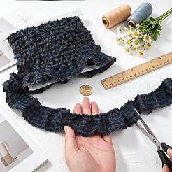 ポリエステルのしわリボン  衣服アクセサリー用のウェビングストラップ  タータン模様  ブラック  1-3/4インチ（45mm）  約5.00ヤード（4.57m）/セット&nbsp;DIY-FG0010-70A
