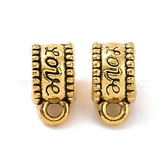 チベットスタイルの合金チューブベイル  ループベイル  愛という言葉のチューブ  アンティーク黄金  10.5x7.5x6mm  穴：1.6mm  内径：4.6mm  1020個/ 1000g&nbsp;FIND-H038-42AG
