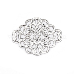 アイアンフィリグリー会員リンク  エッチングされた金属装飾  菱形  プラチナ  37x30x0.5mm&nbsp;IFIN-N007-001P