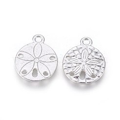 合金のチベット風チャーム  砂ドル  カドミウムフリー＆ニッケルフリー＆鉛フリー  プラチナ  19x15x2mm  穴：2mm&nbsp;TIBEP-GC017-P-NR
