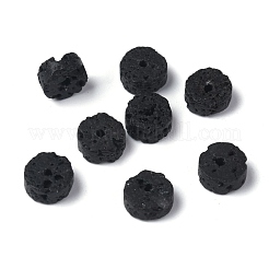 天然溶岩岩ビーズ連売り  ヒシビーズ  フラットラウンド/ディスク  ブラック  6x3mm  穴：1mm  約119~131個/連  14.76~15.74インチ（37.5~40cm）&nbsp;G-Z006-C02-A