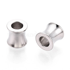 304ステンレススチールビーズ  バレル  カドミウムフリー＆ニッケルフリー＆鉛フリー  ステンレス鋼色  6x6mm  穴：3mm&nbsp;STAS-T071-13P