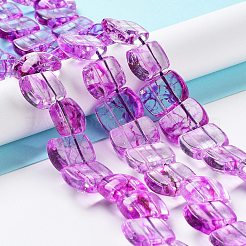 透明なガラス天然石風ビーズ 連売り  長方形  マゼンタ  17x12.5x7.5~8mm  穴：1.2mm  約28個/連  13.78インチ（35cm）&nbsp;GLAA-G105-01C