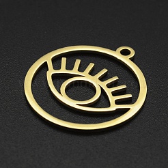 ステンレスペンダント201個  レーザー切断  中空  目で鳴る  ゴールドカラー  27x24x1mm  穴：2mm&nbsp;STAS-N090-LA005-2
