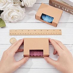 クラフト紙箱  窓付き  プラスチックカバーなし  長方形  淡い茶色  9.2x6.5x3.2cm&nbsp;CON-WH0073-44