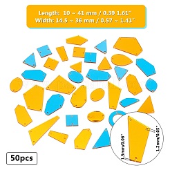 アクリルで縫う  混合図形  ゴールド  10~41x14.5~36x1.5mm  穴：1.2mm&nbsp;OACR-WH0004-05