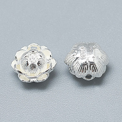 925スターリングシルバービーズ  スタンプ925個付き  蓮  銀  8.5x6mm  穴：0.8~1.2mm&nbsp;STER-T002-95S